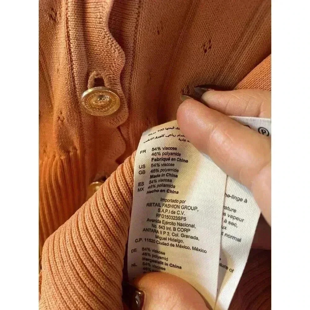 Sandro Passiflore Pointelle Short Sleeve Cardigan Salmon/Pink Size xs/s/1 - Picture 11 of 15
